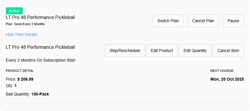 Subscription Plan Management Options