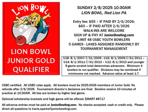 Lion Bowl Junior Gold Quaifier