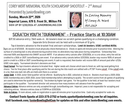 2nd Annual Corey Wert Memorial Youth Scholarship Shootout