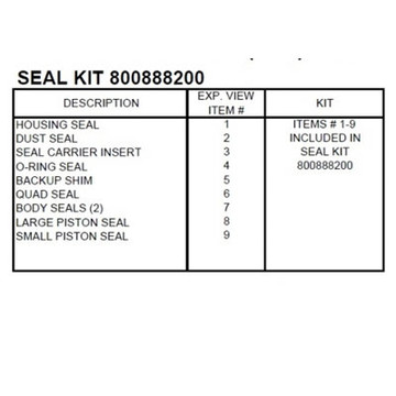 White 800 Series Seal Kit 800888200