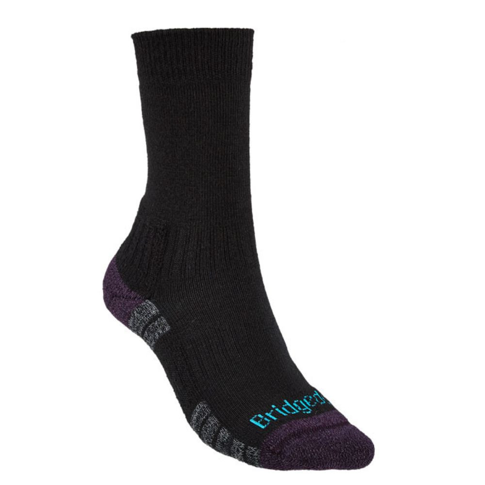 Ladies Bridgedale Lightweight Trekker socks in Black ideal for dog walking and hiking
