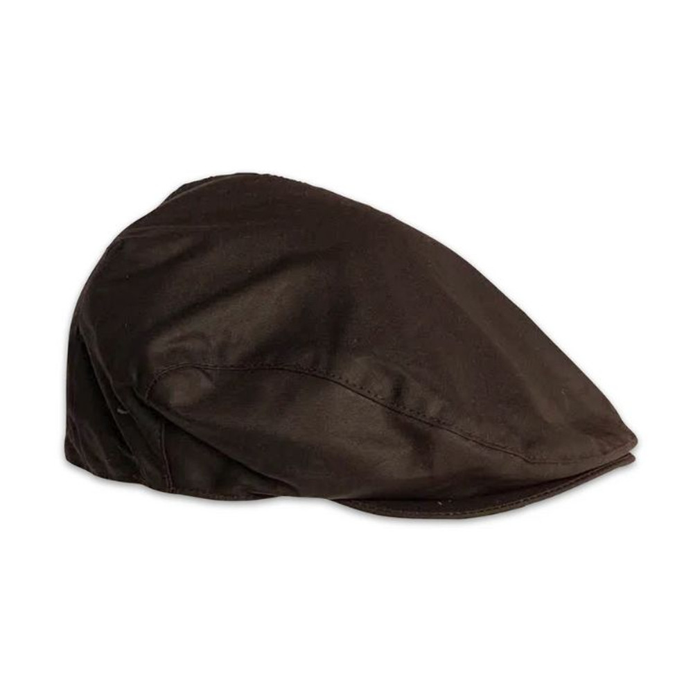 Brown Wax Flat Cap with stiff peak and deep back Brown Wax Flat Cap with stiff peak and deep back
