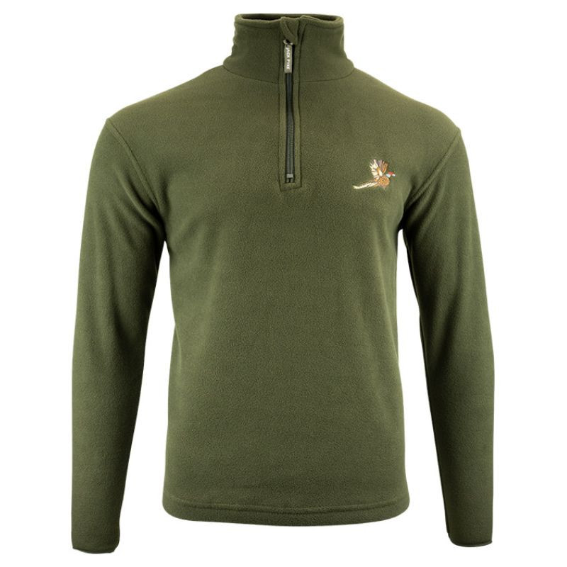 Jack Pyke pheasant motif fleece top,. warm lightweight fleece ideal for layering outdoors when on the farm or on a shoot