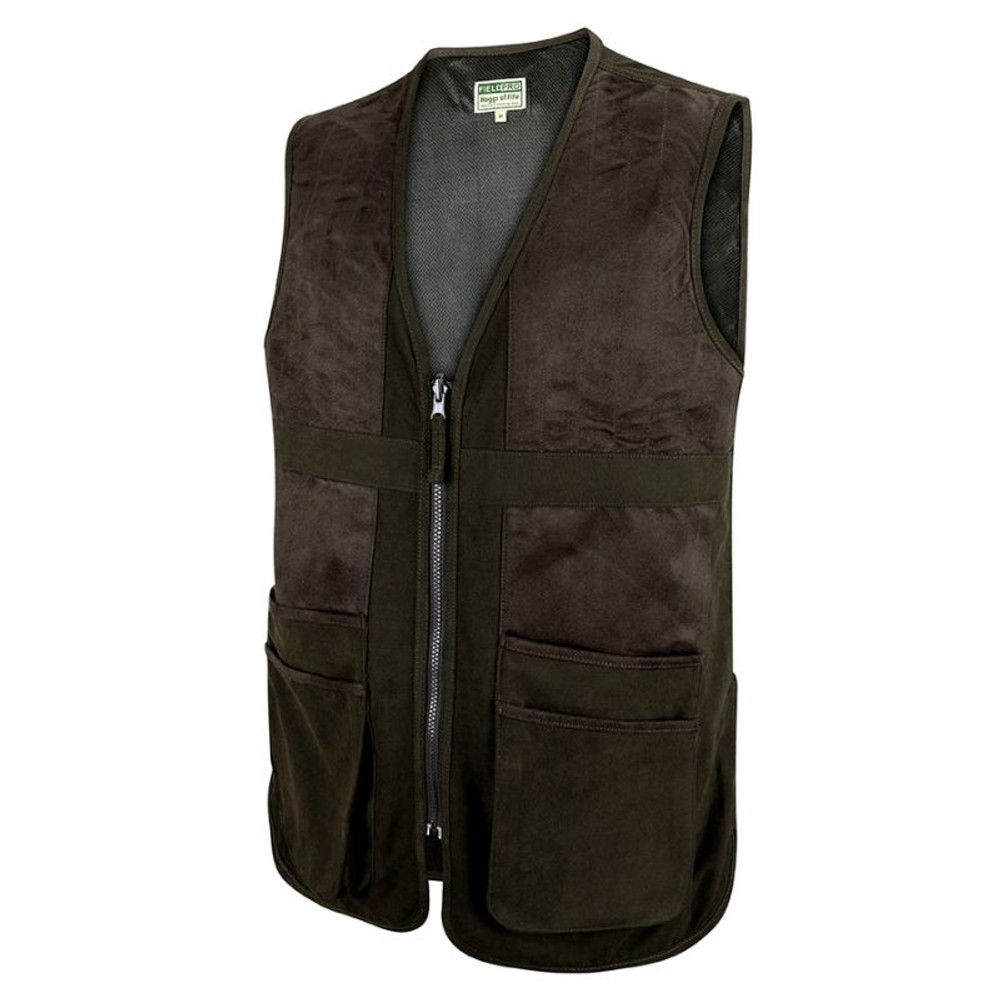 Hoggs of Fife Struther vest in dark olive with reinforced shoulders and pockets