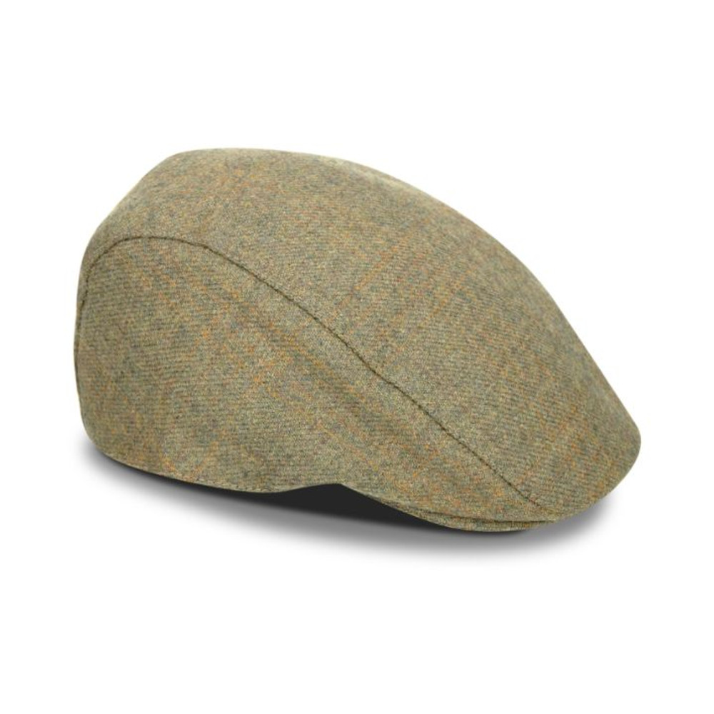 Light Green Hoggs of Fife Kinloch Tweed Flat cap with waterproof lining perfect for farmers and shooters