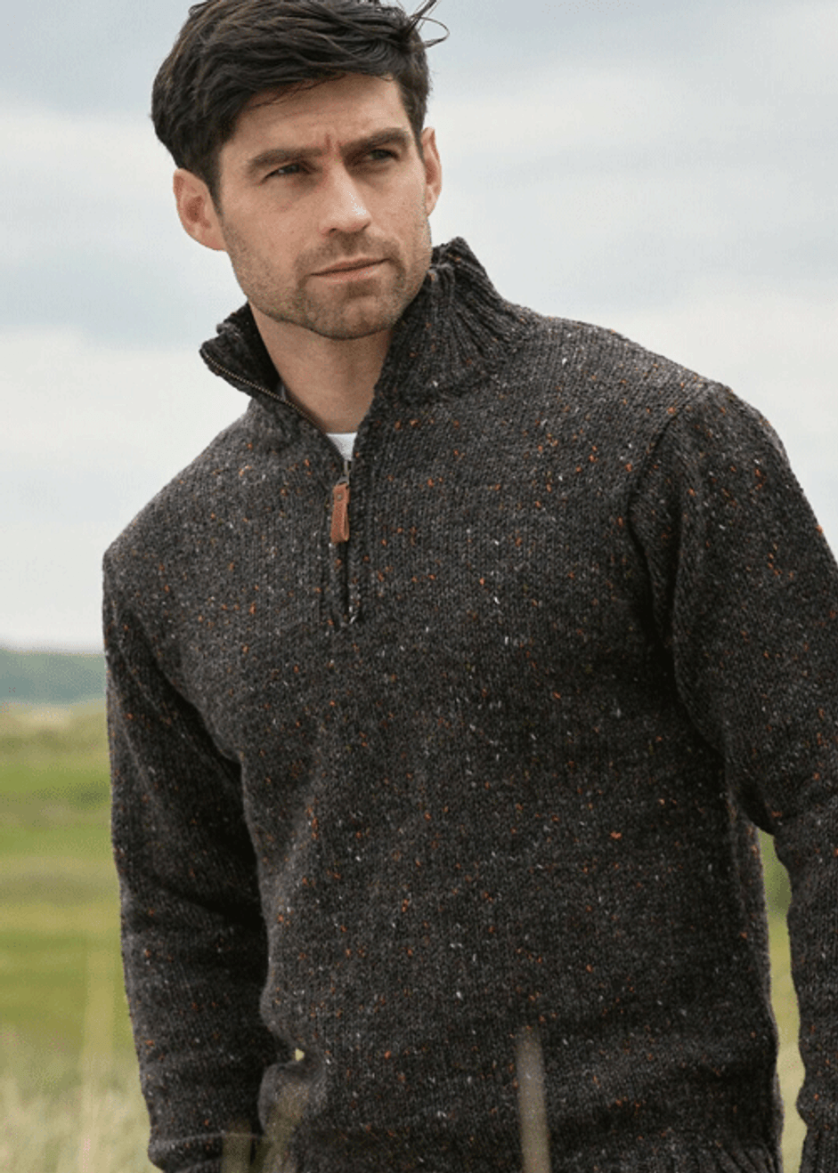 Aran Craft Kilcar Half Zip Sweater Graphite Aran Craft Kilcar Half Zip Sweater Graphite