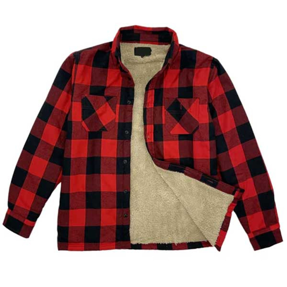 Mens Sherpa Fleece Lumberjack Shirt Red Mens Sherpa Fleece Lumberjack Shirt Red