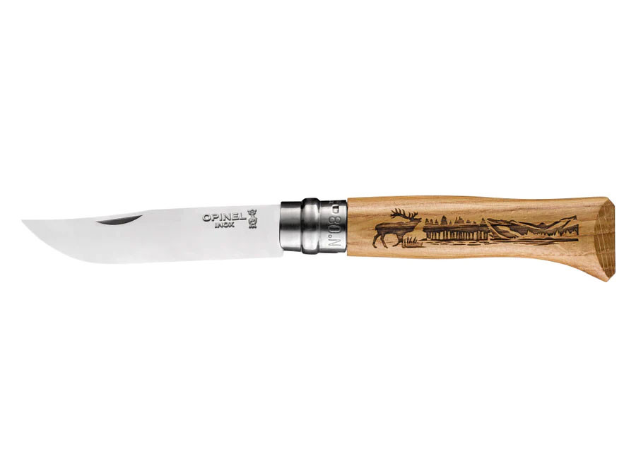 Opinel No.8 Deer Engraving Locking Knife