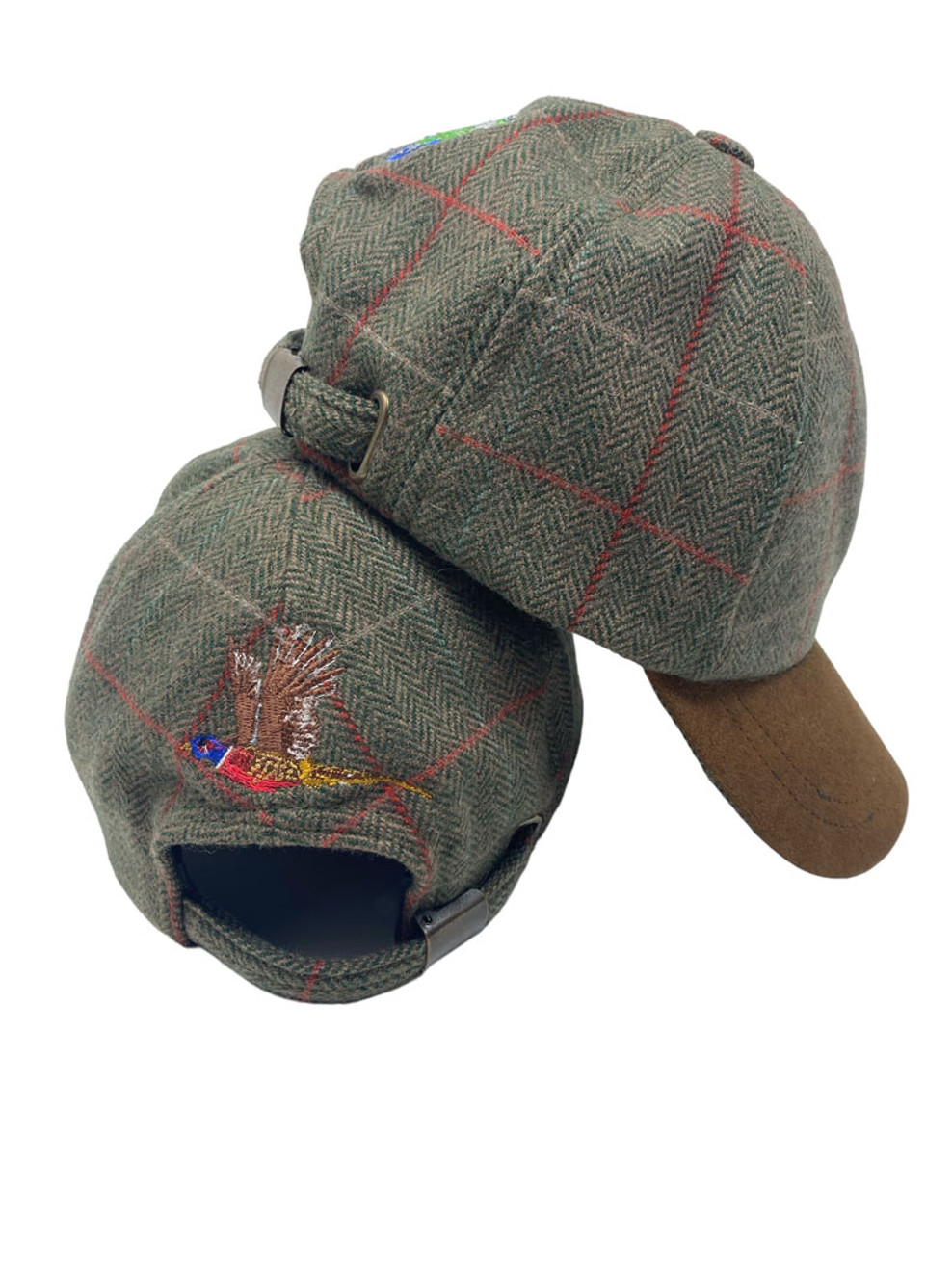 Green Tweed baseball cap with flying pheasant at rear a great shooting gift idea Green Tweed baseball cap with flying pheasant at rear a great shooting gift idea