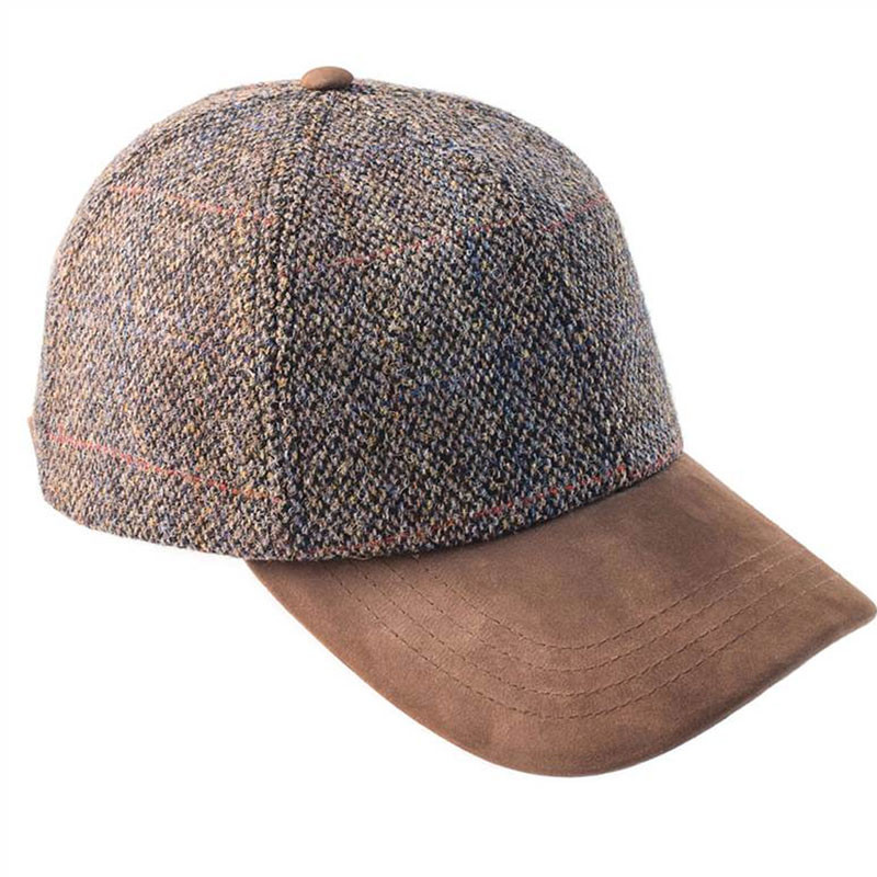 Glencairn Harris Tweed Baseball Cap in Grey