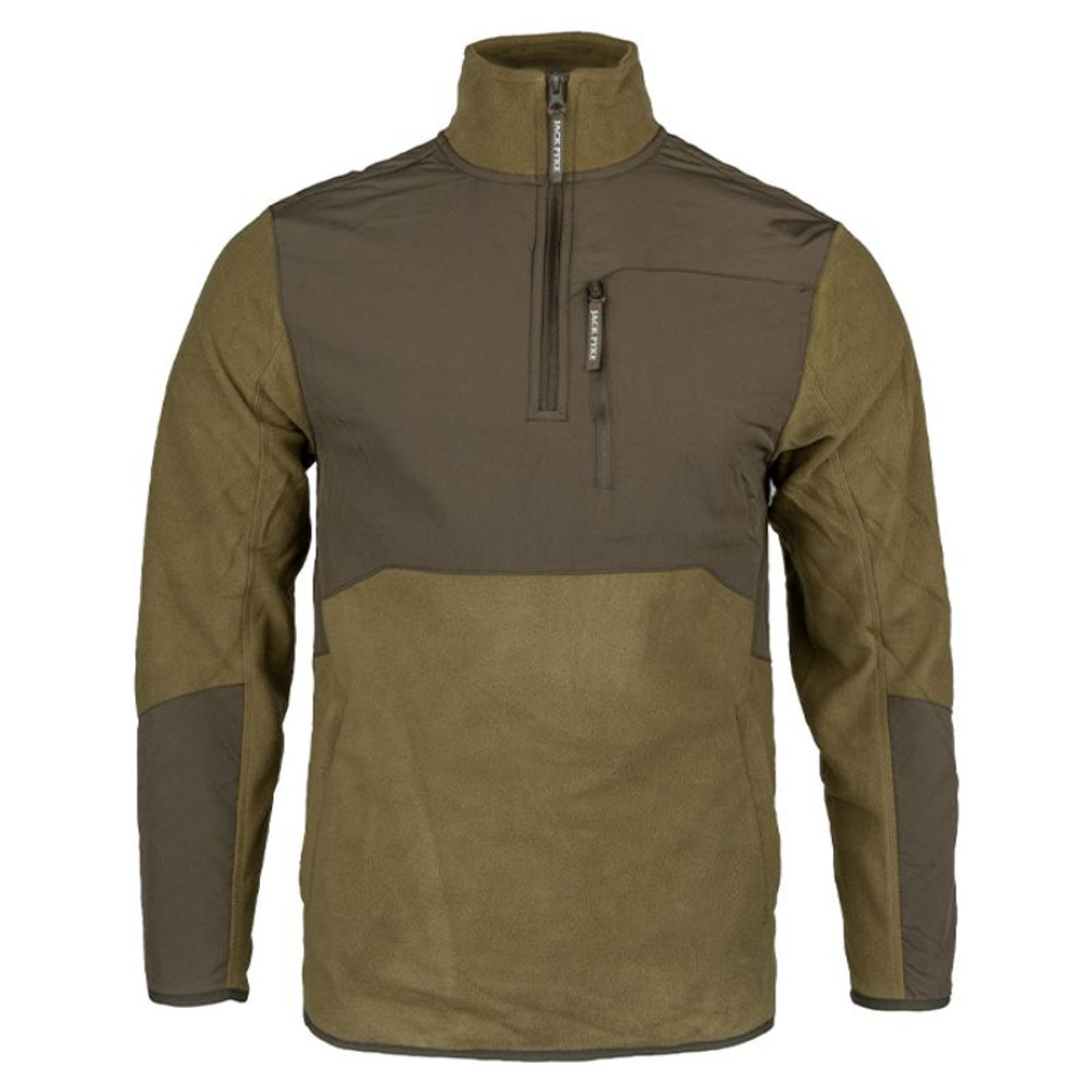 Jack Pyke Rannoch fleece pullover front view country fleece for farmers and shooting days Jack Pyke Rannoch fleece pullover front view country fleece for farmers and shooting days
