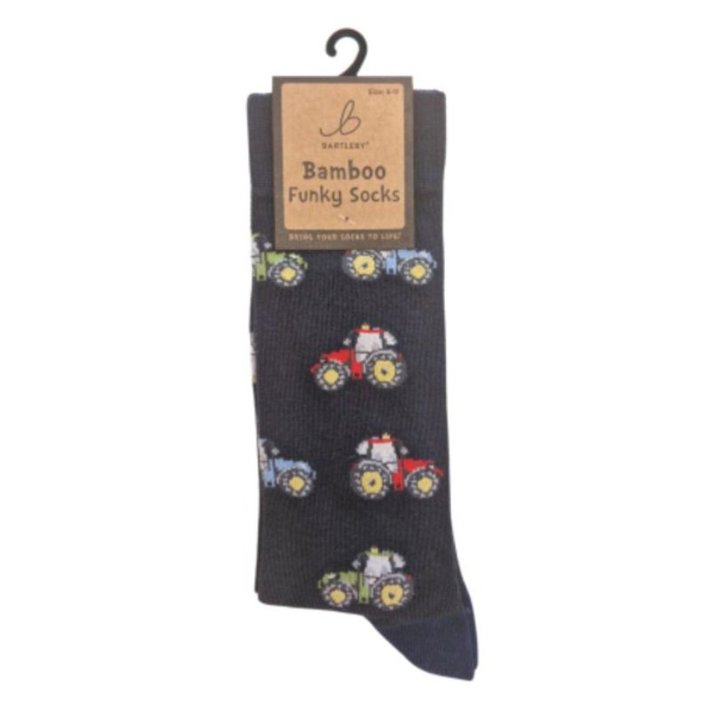 Bartleby men’s funky bamboo tractor socks with modern tractor design, size 6-11 Bartleby men’s funky bamboo tractor socks with modern tractor design, size 6-11