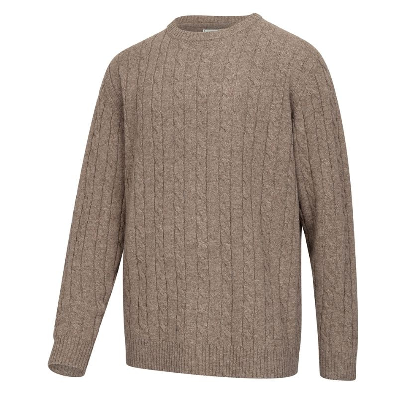 Oatmeal Hoggs of Fife Jedburgh II Cable Pullover made with traditional cable knit construction