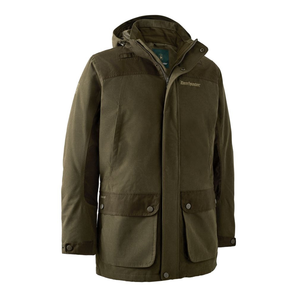 Deerhunter Eagle Jacket front view, waterproof breathable hunting jacket with detachable hood