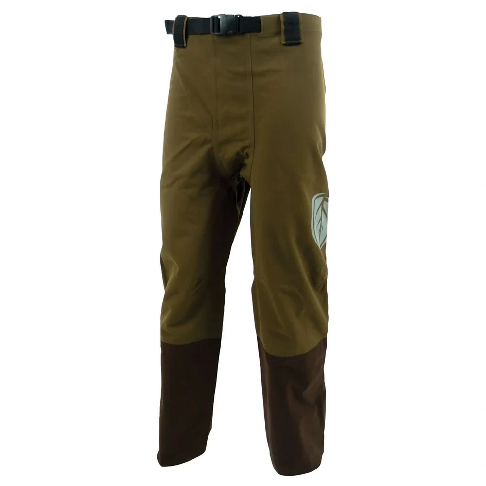 Stoney Creek Pioneer Overtrousers in green and brown, front view