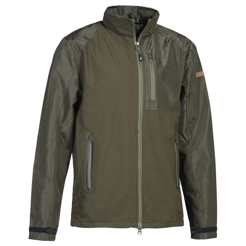 Percussion Softrack Jacket in khaki green, front view
