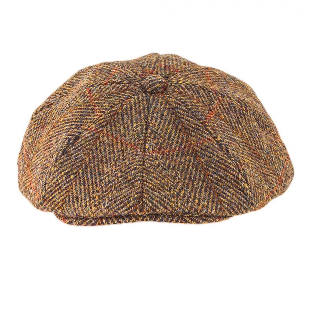 Gold Harris Tweed Baker Boy Hat with peak, perfect for a country look Gold Harris Tweed Baker Boy Hat with peak, perfect for a country look