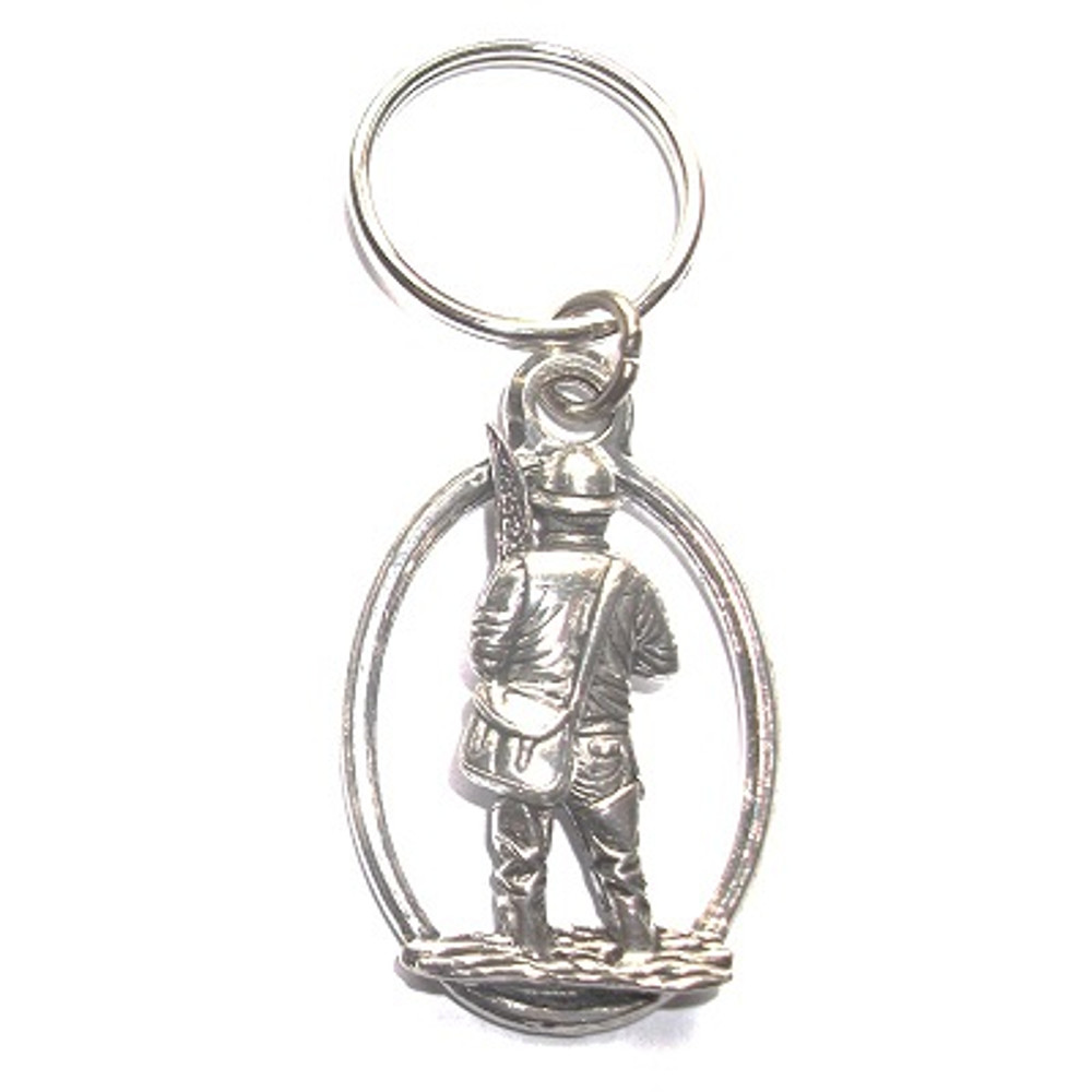 Fly Fisherman Pewter Keyring