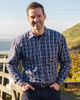 Man outdoors wearing Hoggs of Fife Bark fleece-lined shirt, rugged and warm layer for country life and working in cold weather