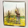 6oz stainless steel hip flask with detailed shooting scene – ideal for slipping into a tweed jacket pocket