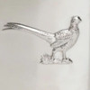 Close-up of embossed pheasant and countryside detail on stainless steel flask – a classic design for shooting days