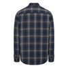 Back view of Hoggs of Fife Pitlessie shirt in blue check, showcasing relaxed country fit and brushed cotton fabric