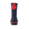 Back view of Lazy Dogz Splash kids wellingtons with bright red tab for quick grip