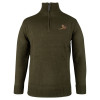 Front view of Jack Pyke pheasant zip neck pullover in green, designed for warmth during country pursuits