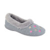 Sleepers Daisy Memory Foam Slippers in Grey with hearts