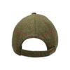 Green tweed baseball cap rear view with adjustable strap and red overcheck pattern