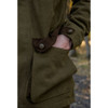 Deerhunter Eagle Jacket front pocket with flap and suede detail, durable design for outdoor and shooting use