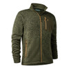 Deerhunter Sarek knitted jacket in olive green with full zip and multiple zipped pockets, angled view