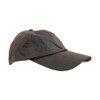 Brown Wax Cotton Baseball Cap with waxed cotton outer and curved peaked cap design