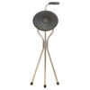 Trio Maxi Folding Seat Stick folded into walking stick position with lightweight aluminium tripod frame and black seat