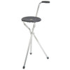 Trio Maxi Folding Seat Stick folded for walking with aluminium frame and black plastic seat