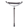 Brown Leather Adjustable Shooting Stick with Rubber Ferrule featuring an adjustable height frame and dark brown leather sling seat.