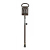 Folded Brown Leather Adjustable Shooting Stick with Rubber Ferrule for easy carrying and storage between shoots and countryside walks.
