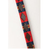 Close-up of the embroidered cotton pattern on the red and navy Rydale Askwith Polo Belt