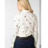 Back view of the Rydale Ladies Wistow Country Dogs printed shirt showing the all-over country dog pattern, curved hem and tailored fit.