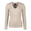 Rydale Emma V Neck cable knit jumper for ladies in Soft Grey