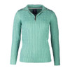 Rydale Emma Quarter Zip Cable Knitwear in Mint Green featuring a cotton-rich cable knit and quarter zip