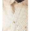 Close-up of the Rydale Boys Country Check Shirt showing the Poacher Beige check, buttons and chest pocket