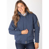 Woman wearing the Rydale Ripon IV Ladies Equestrian Bomber Jacket in Dark Denim