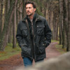 Man wearing the Hoggs of Fife Linton waxed jacket whilst out walking