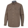 Hoggs of Fife Thornton Twill Shirt in Khaki, front view