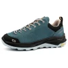 Grisport Lady Elwood Waterproof Walking Shoe in teal, angled side view showing suede upper and Vibram sole