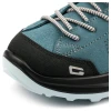 Grisport Lady Elwood Waterproof Walking Shoe in teal, close-up of black protective toe cap, suede and laces