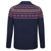 Back view of the Hoggs of Fife Jura Ladies Fair Isle Crew Neck Pullover in navy