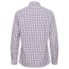 Back view of the Hoggs of Fife Becky II Ladies Cotton Shirt in pink, navy and white check