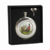 4.5oz pheasant hip flask in gift box – round stainless steel design, great as a pocket flask or country gift